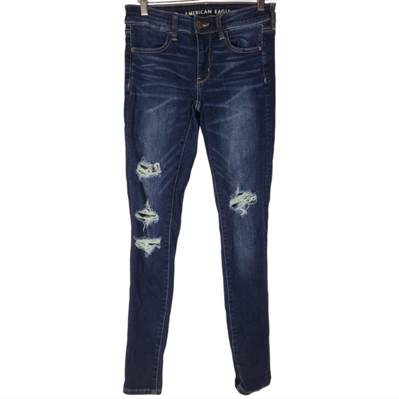 American Eagle distressed skinny jeggings - Size 6 Long - Picture 1 of 5